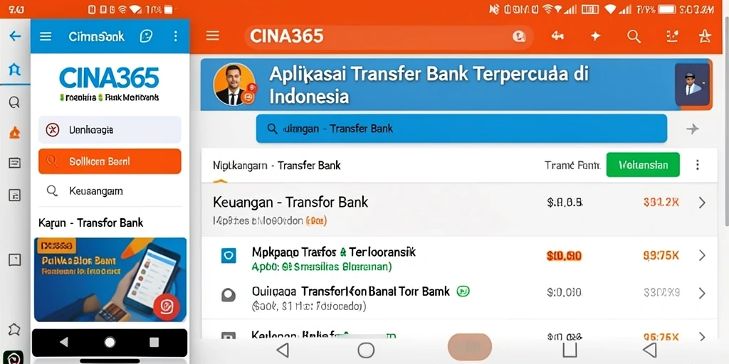 Tampilan antarmuka CINA365 yang mudah digunakan untuk transfer bank.
