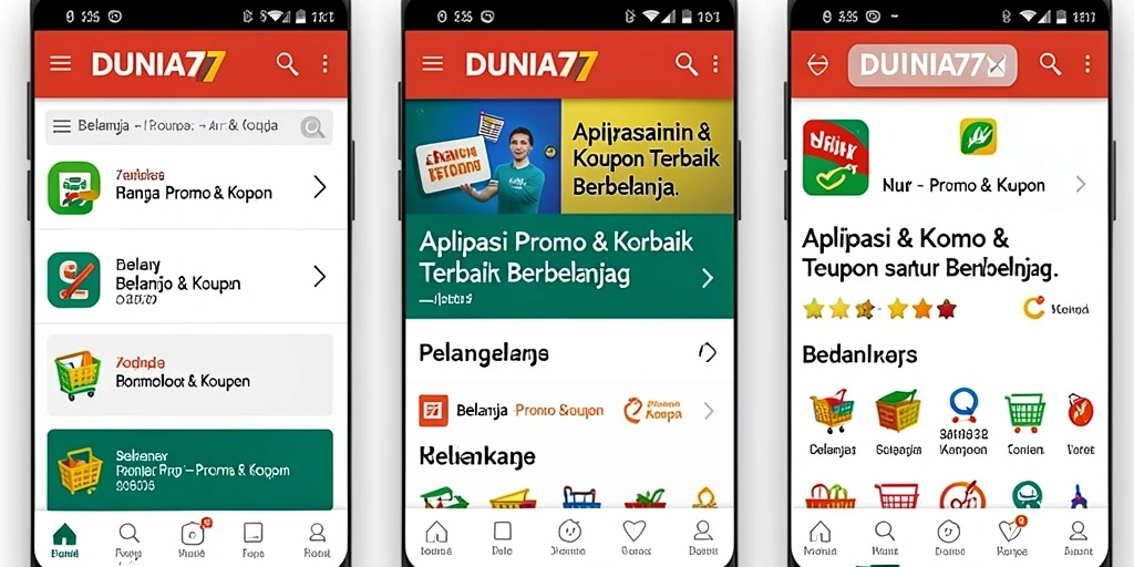 Tampilan antarmuka DUNIA77 dengan fitur Promo & Kupon.