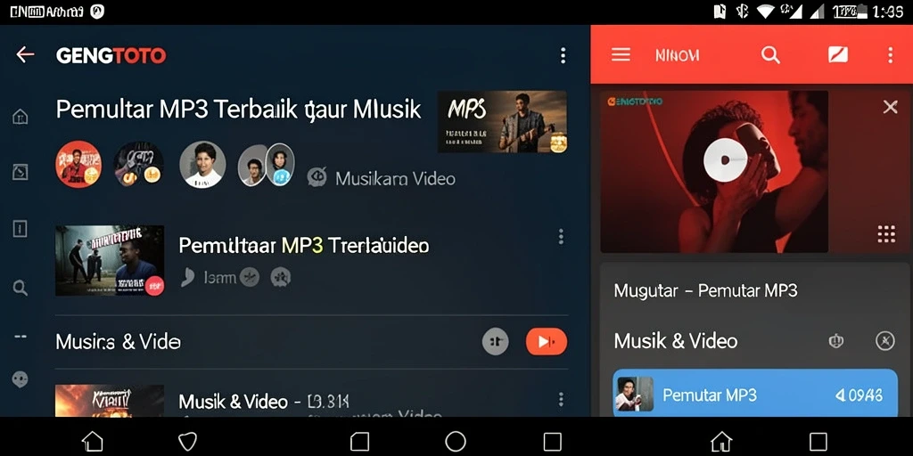 Antarmuka GENGTOTO yang sederhana dan fungsional untuk Pemutar MP3.