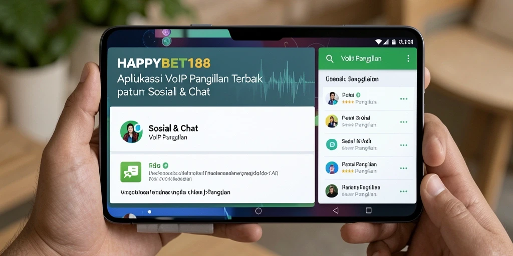 Antarmuka aplikasi HAPPYBET188 untuk VoIP Panggilan yang modern dan mudah digunakan.
