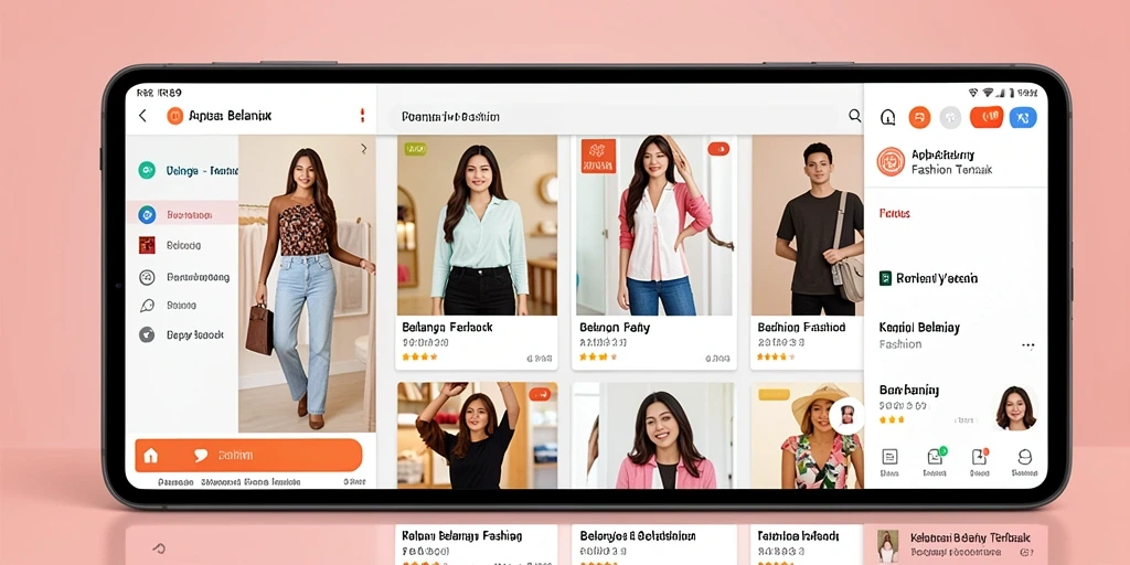 Tampilan antarmuka aplikasi RR89 untuk belanja fashion yang menarik.