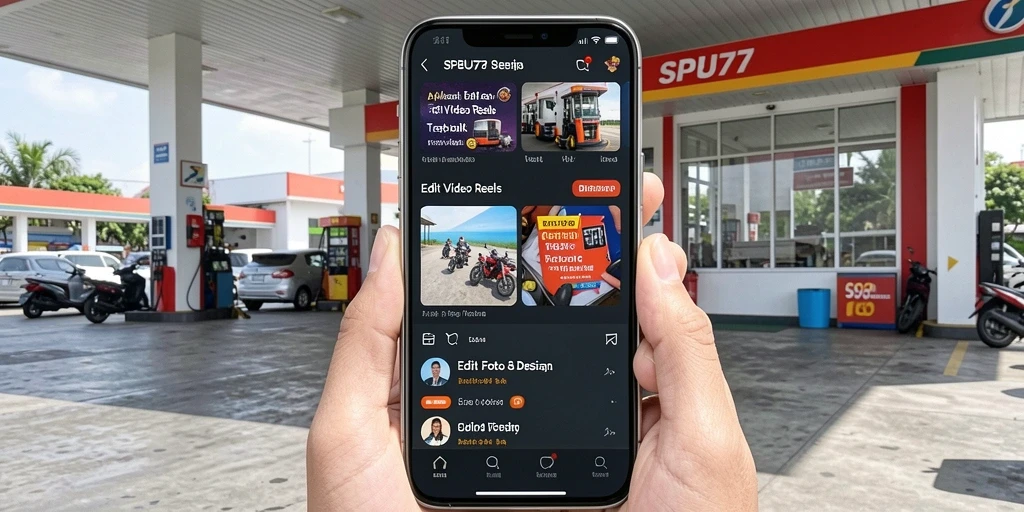 Tampilan antarmuka SPBU77 saat mengedit video dengan fitur lengkap.