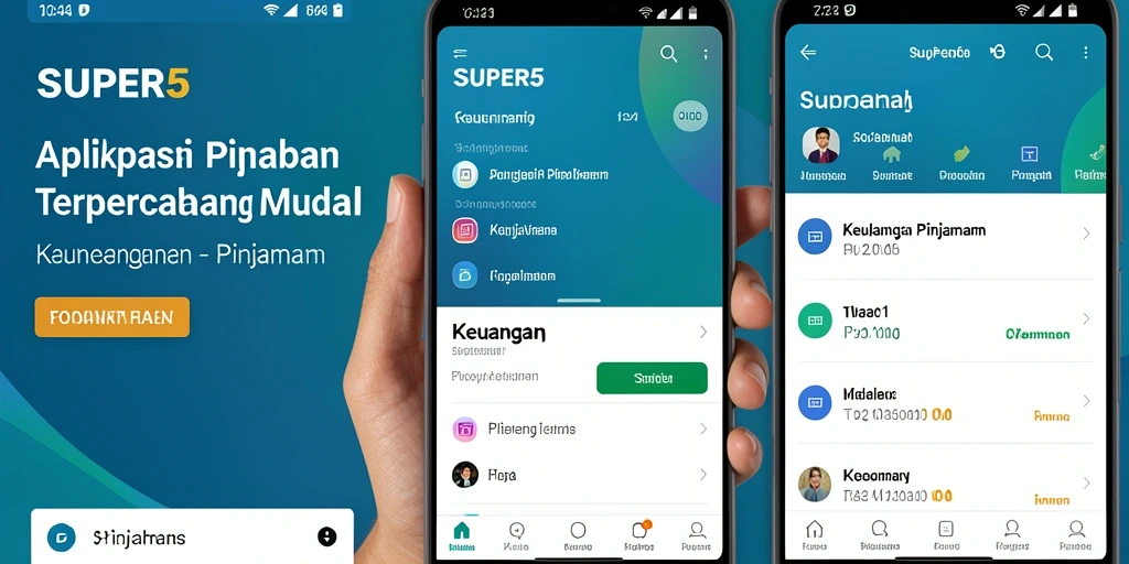 Antarmuka aplikasi SUPER5 yang sederhana dan fungsional untuk pinjaman.